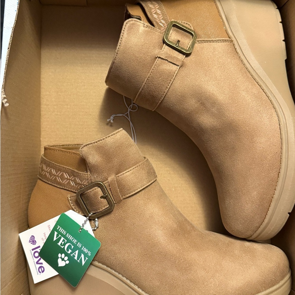 Vegan Tan Ankle Boot Wedges